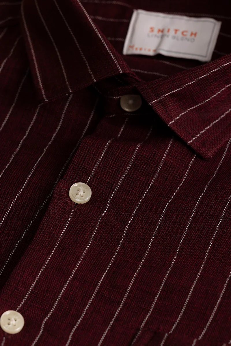 Linen Line Maroon Stripe Shirt