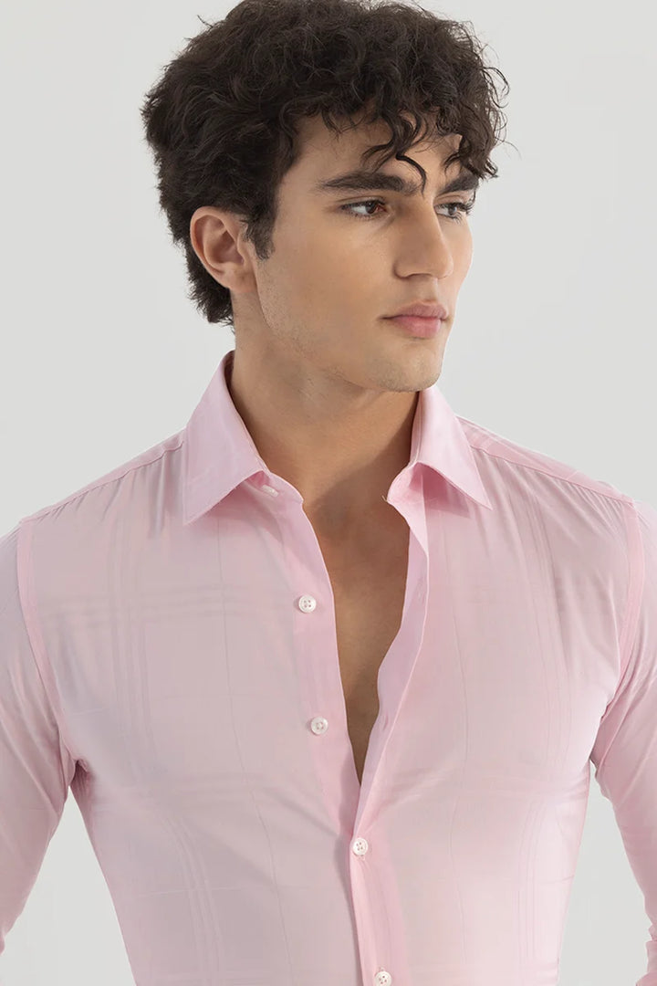 Pink Self Checks Shirt