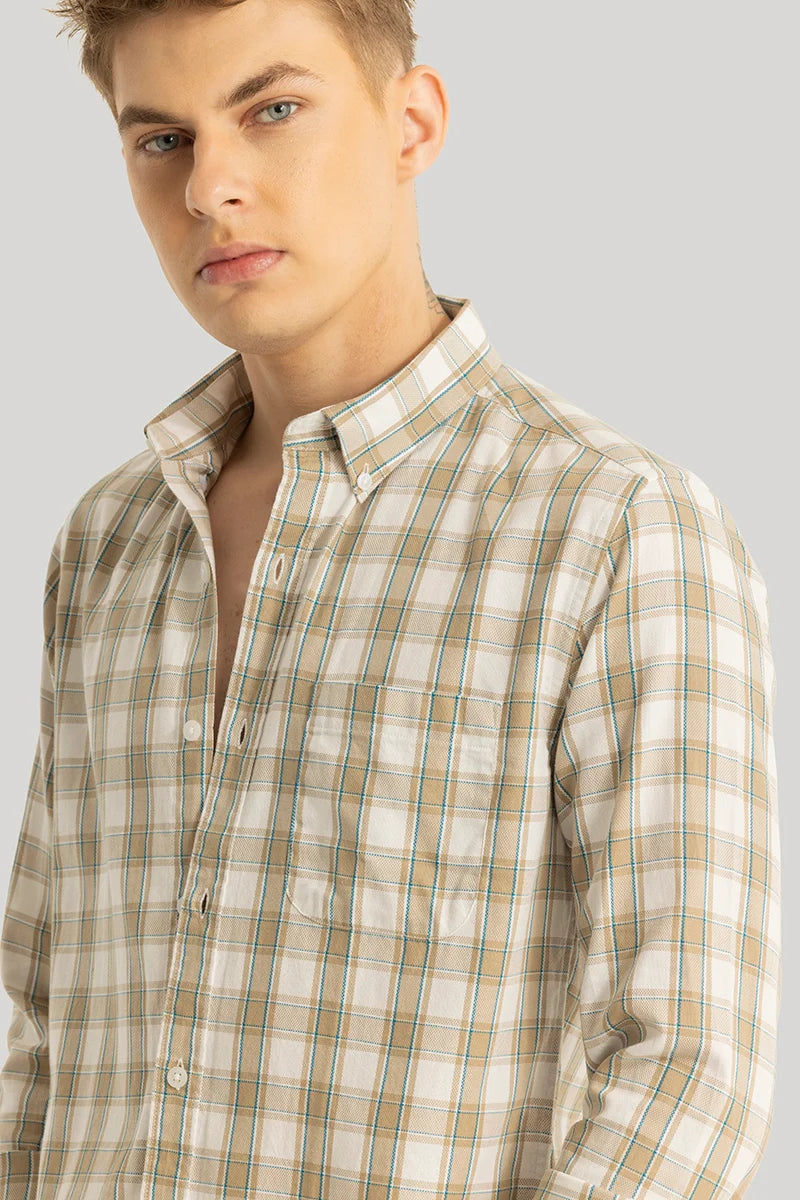 Mathieu Beige Checks Shirt