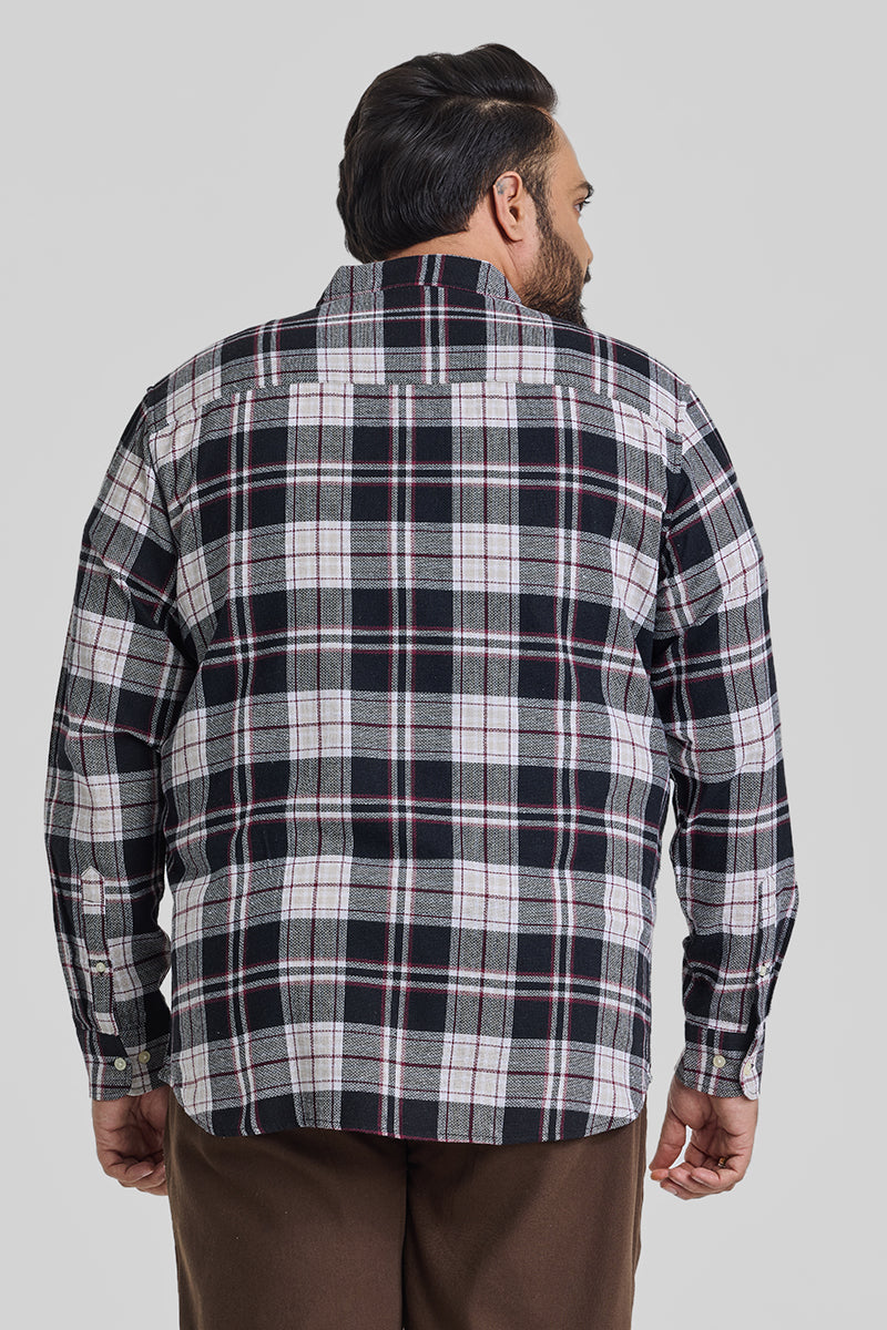 Black Checks Casual Plus Size Shirt