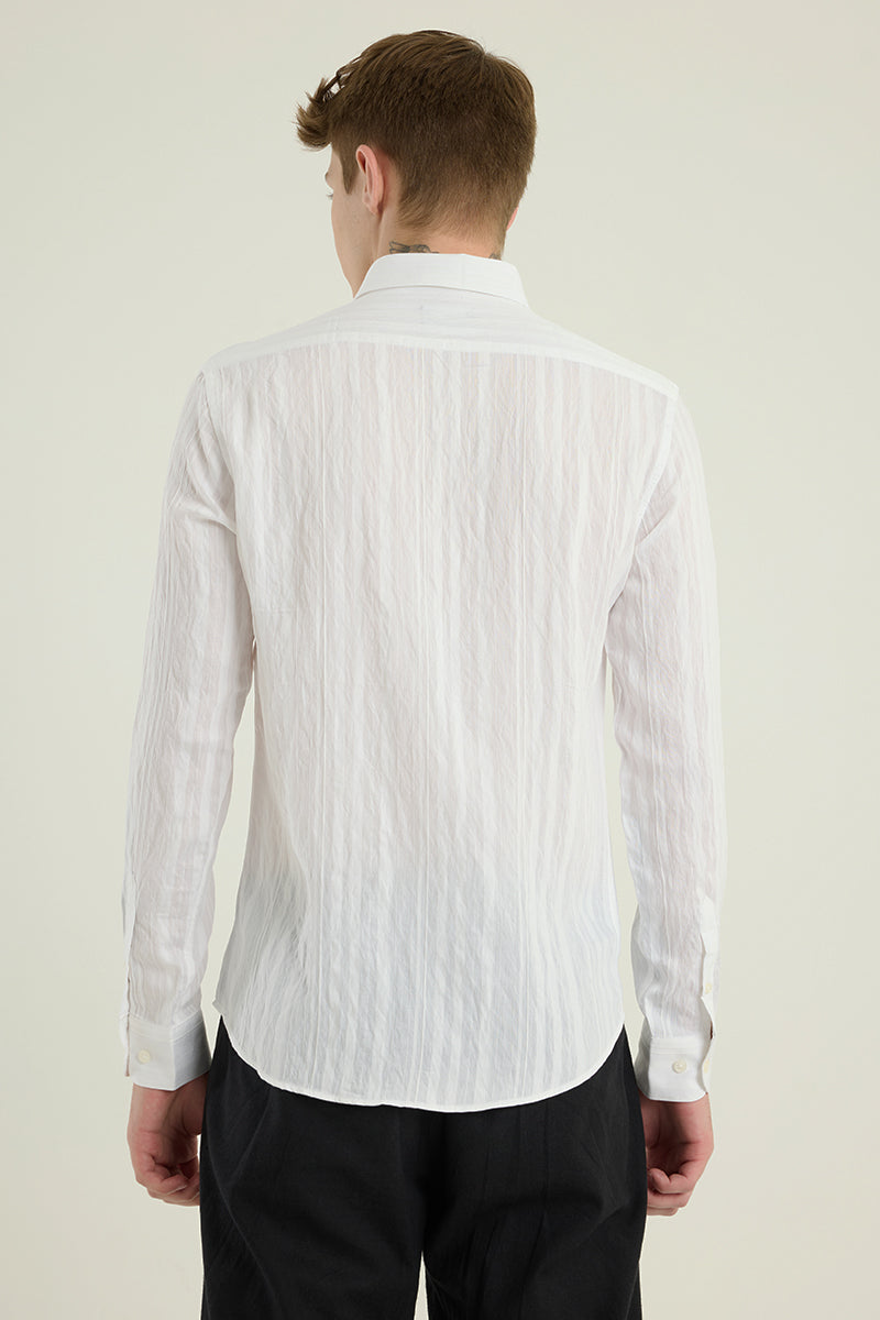 White Textured Slim Fit Shirt