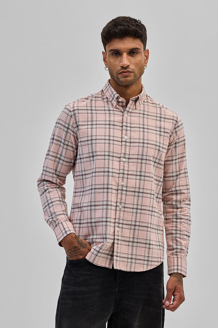 Light Pink Checks Slim Fit Shirt