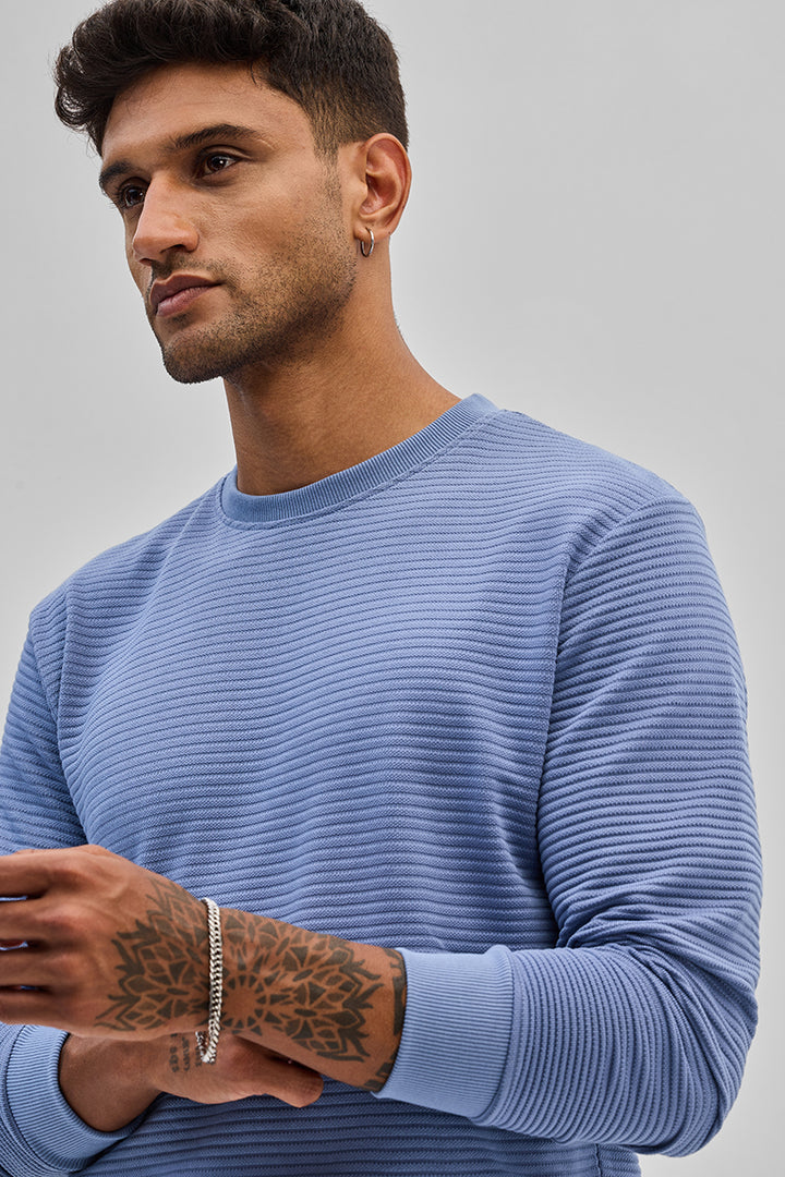 Blue Textured Sweatshirt