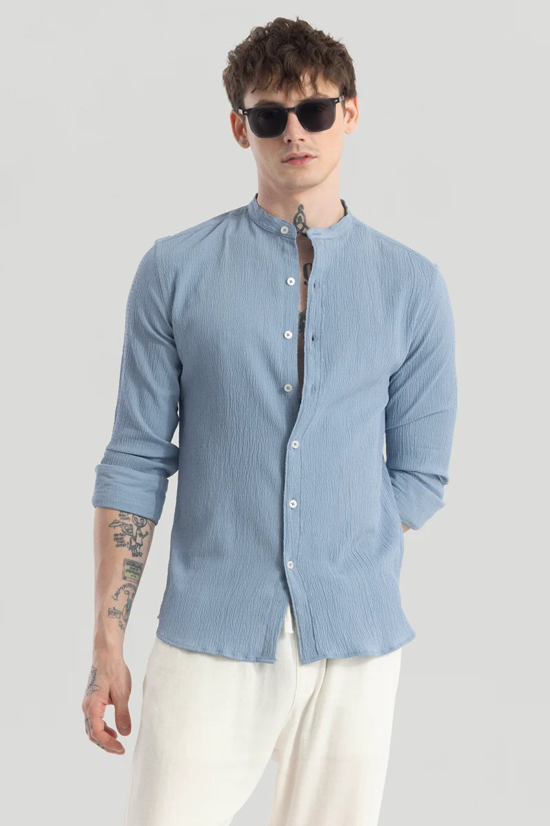 Buy Men's Berit Blue Textured Shirts Online | Snitch – SNITCH