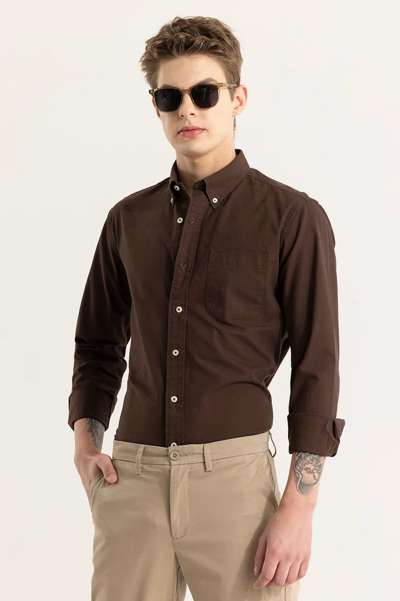 Shirtolo Plain Brown Shirt