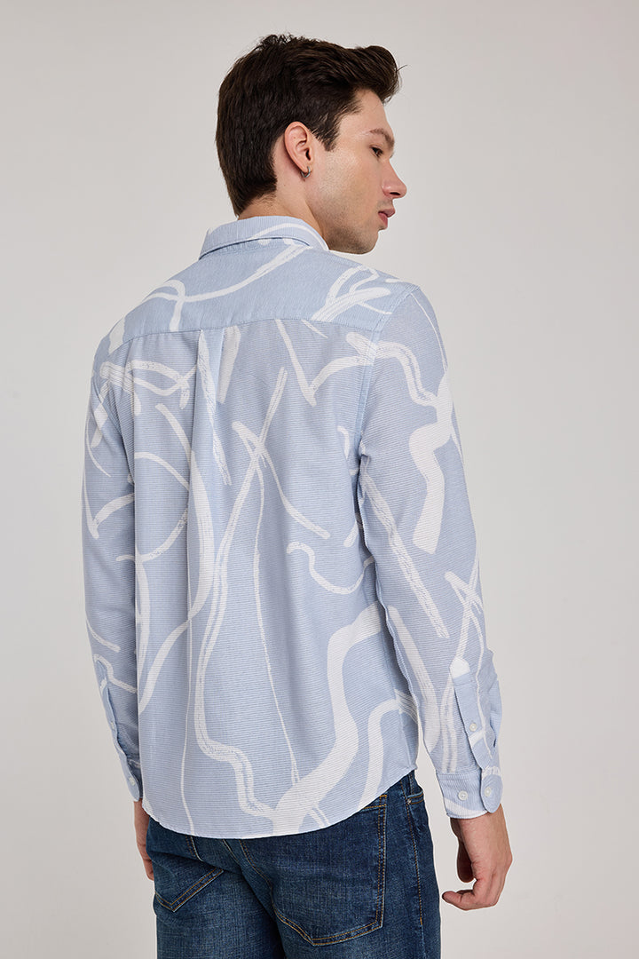 Light Blue Textured Abstract Shirt