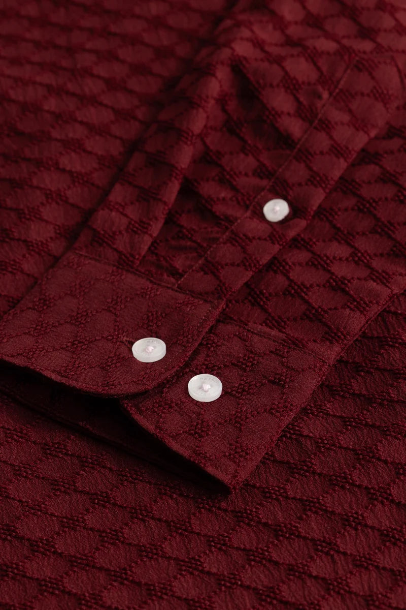 Maroon Textured Stretch Shirt