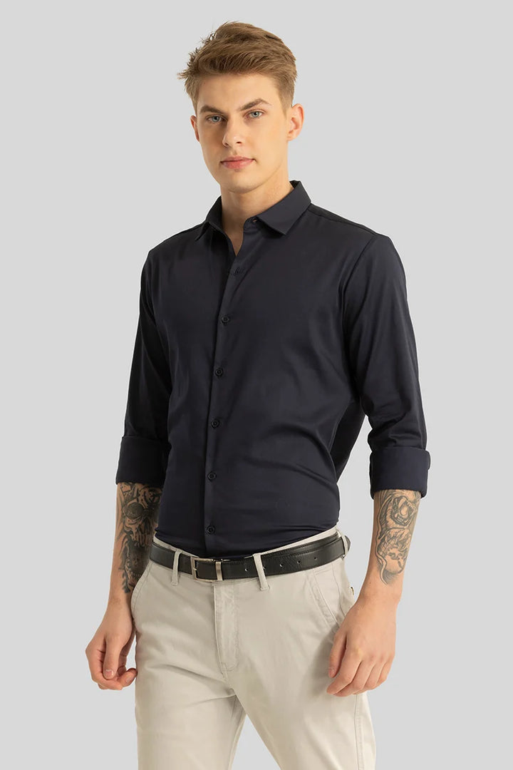 Etnni Charcoal Grey Plain Stitchless Shirt