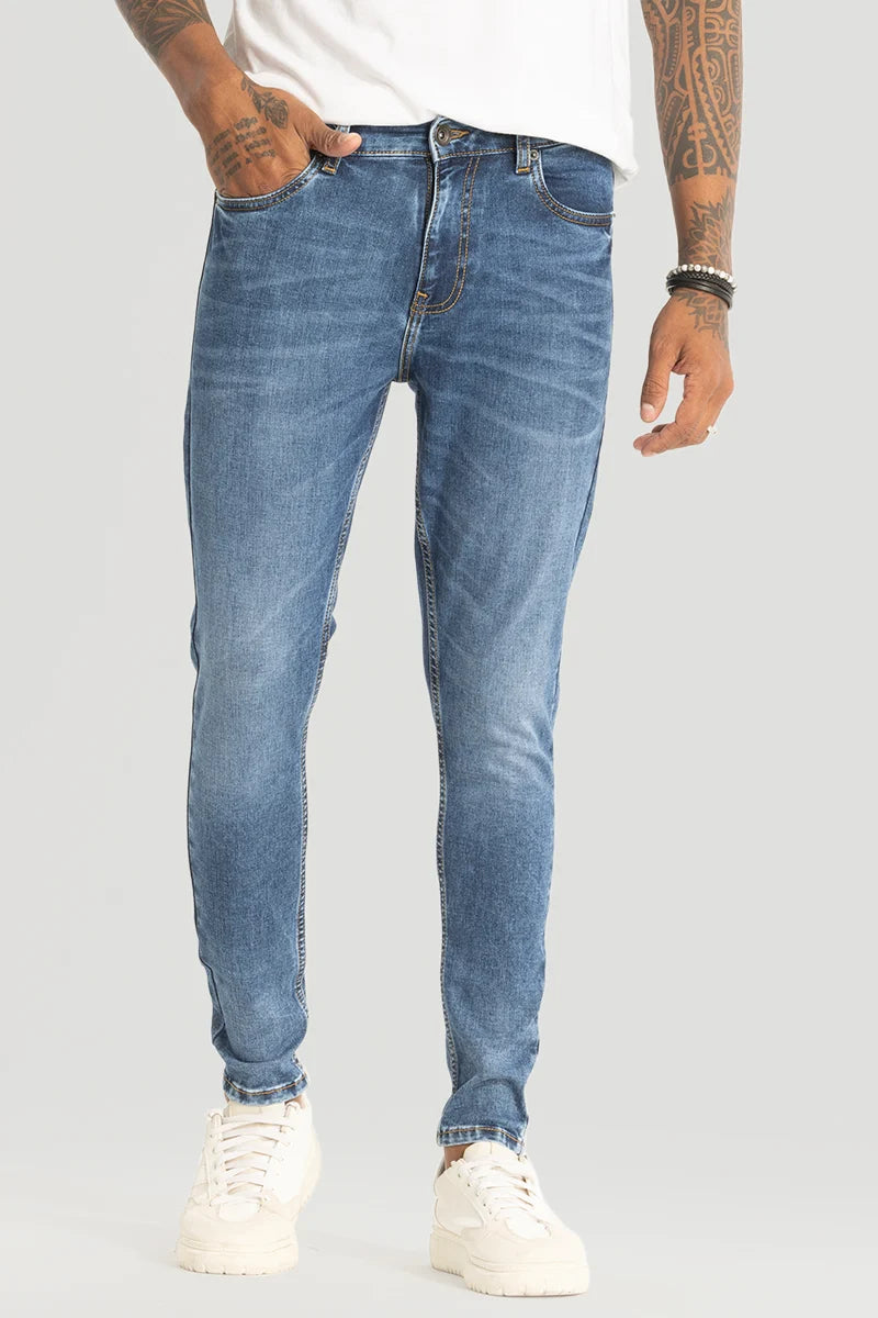 Light Blue Plain Skinny Fit Jeans