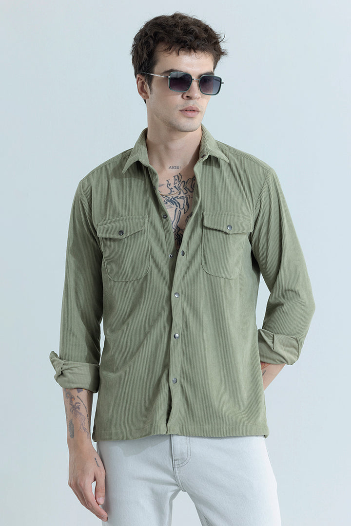 Jezzi Teal Green Corduroy Overshirt