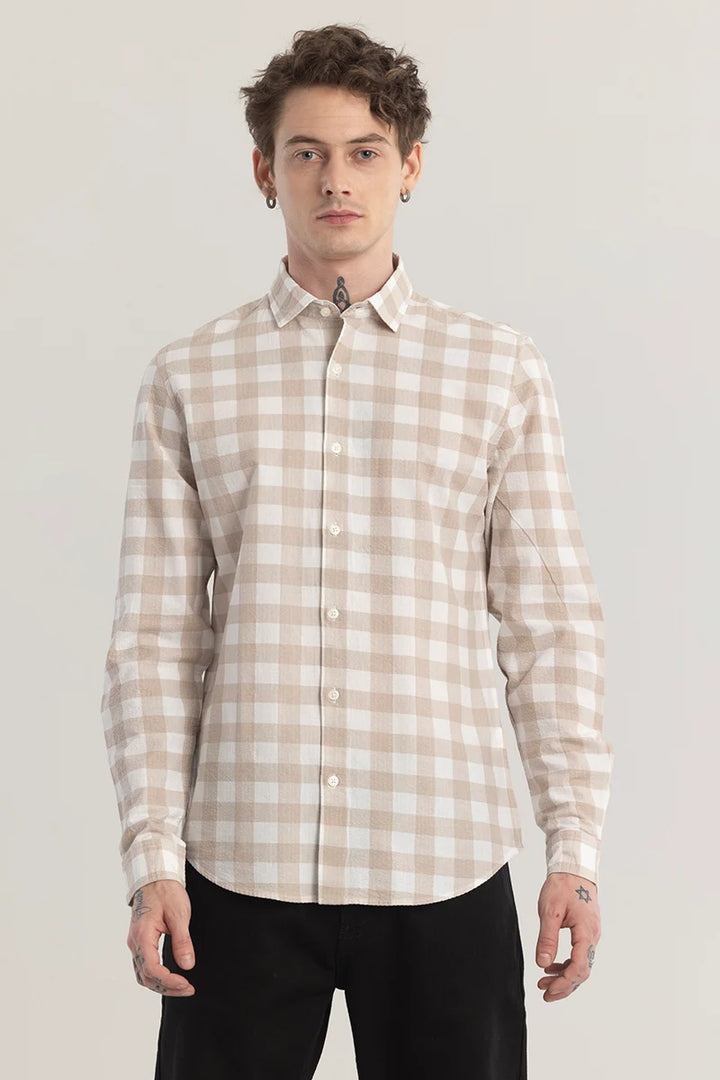 Patternoir Beige Checks Shirt