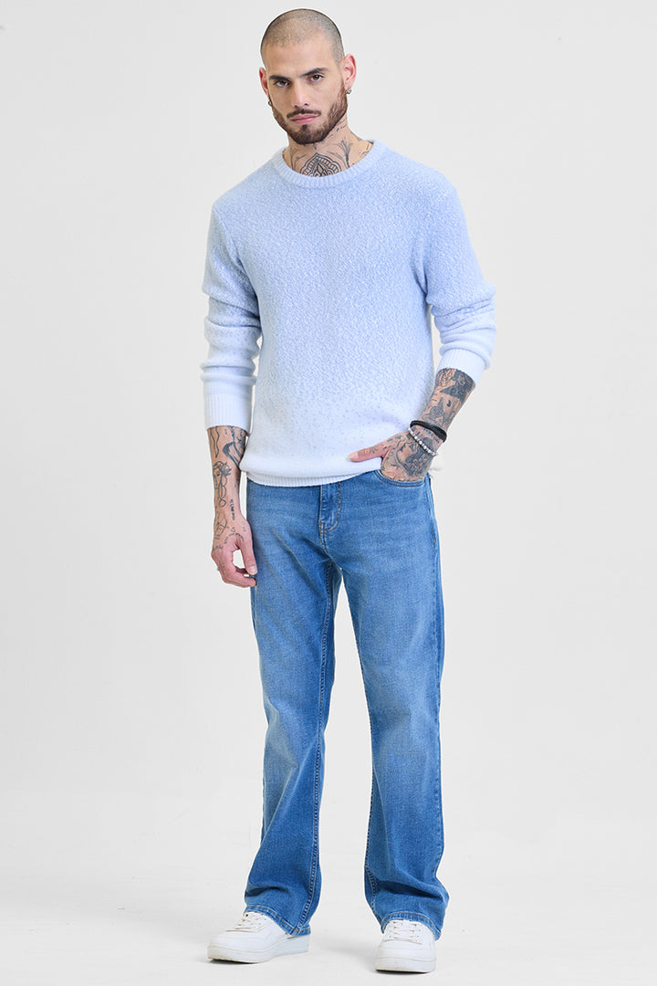 Light Blue Ombre Light Weight Sweater