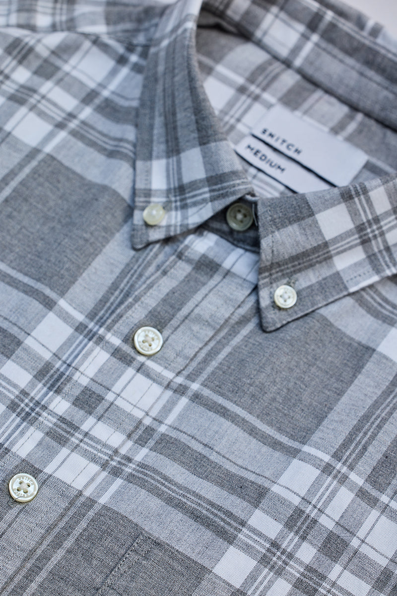 Grey Oxford Checks Shirt