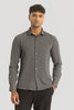 Grey Textured Slim Fit Shirt