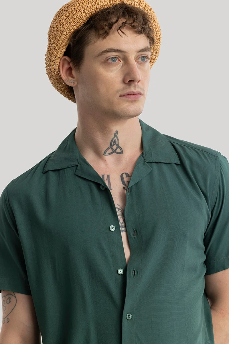 Buy Men's Bianca Dark Green Plain Shirts Online | Snitch – SNITCH