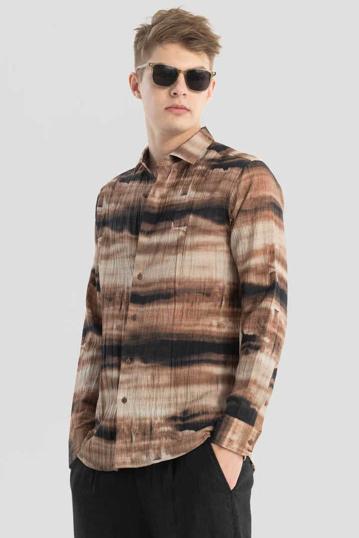 Brown Textured Abstract Shirt