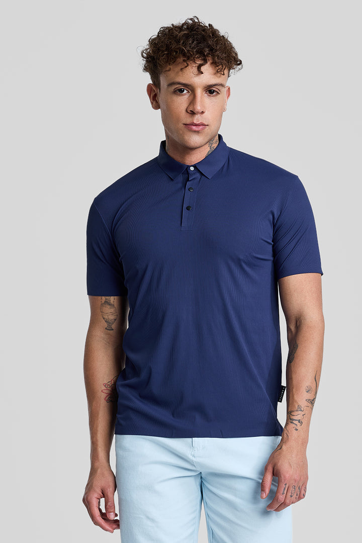 Dark Blue Stitchless Polo T-Shirt