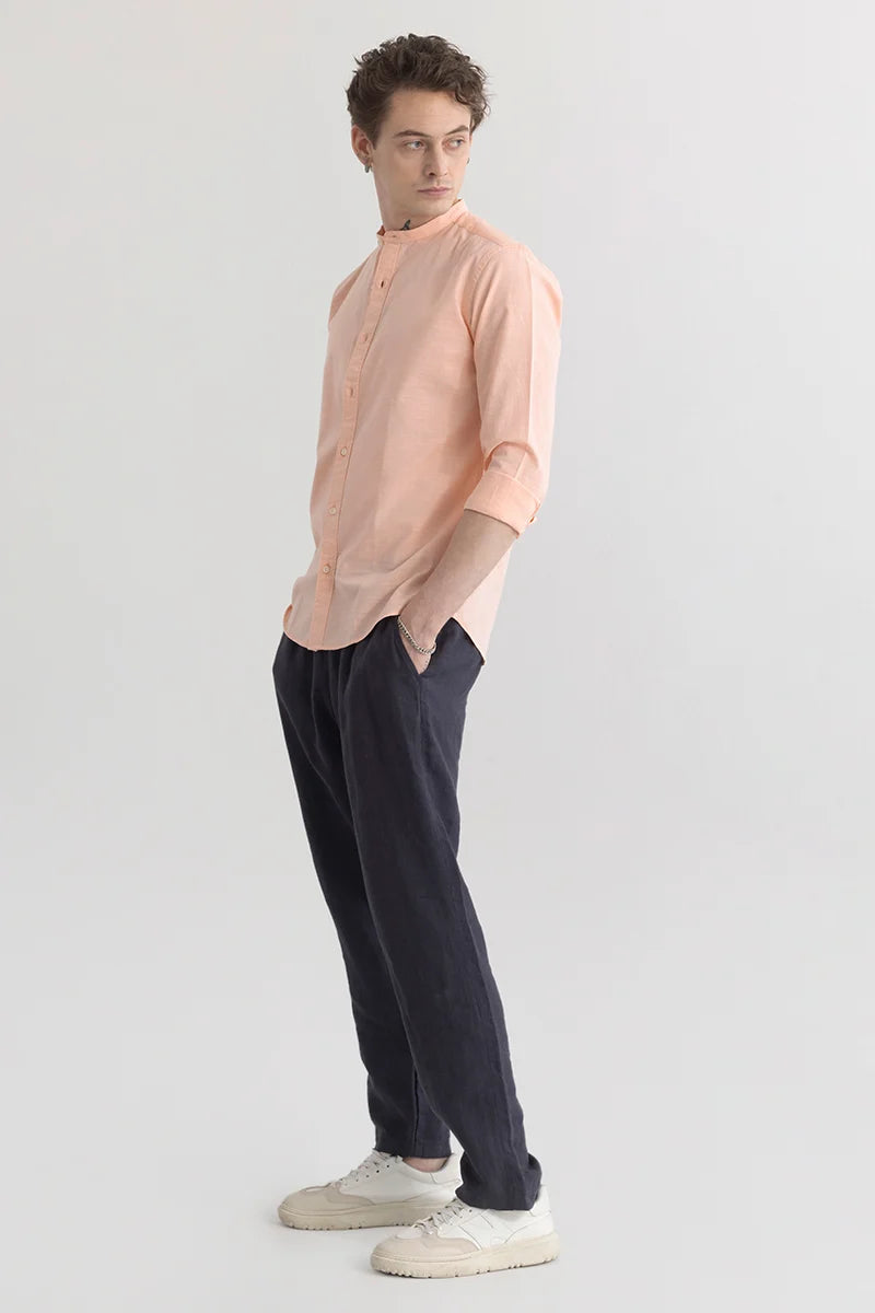 Mandarique Peach Linen Blend Shirt