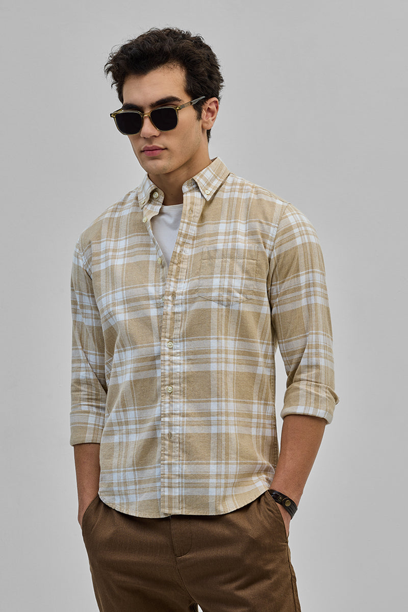 Khaki Oxford Checks Shirt