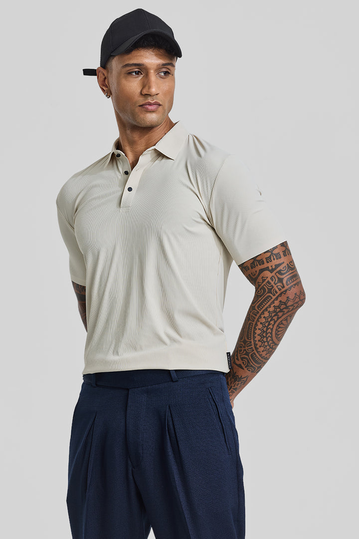 Cream Stitchless Polo T-Shirt