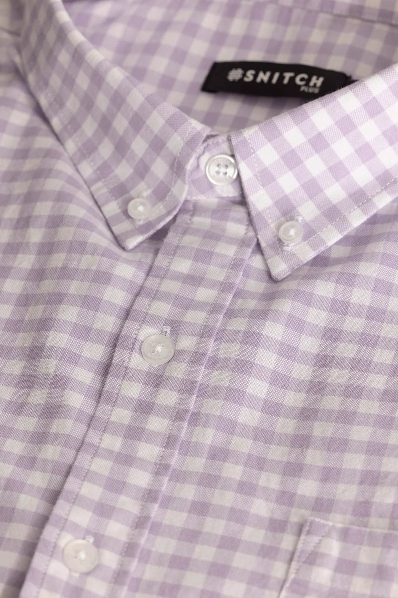 Lavender Oxford Checks Plus Size Shirt