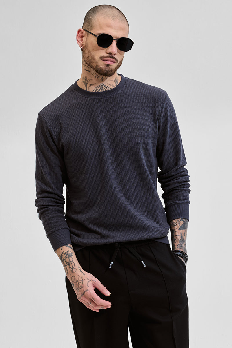 Charcoal Grey Textured Sweatshirt