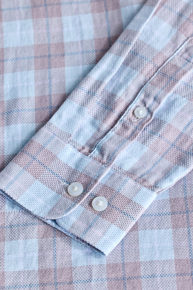 Light Blue Checks Slim Fit Shirt