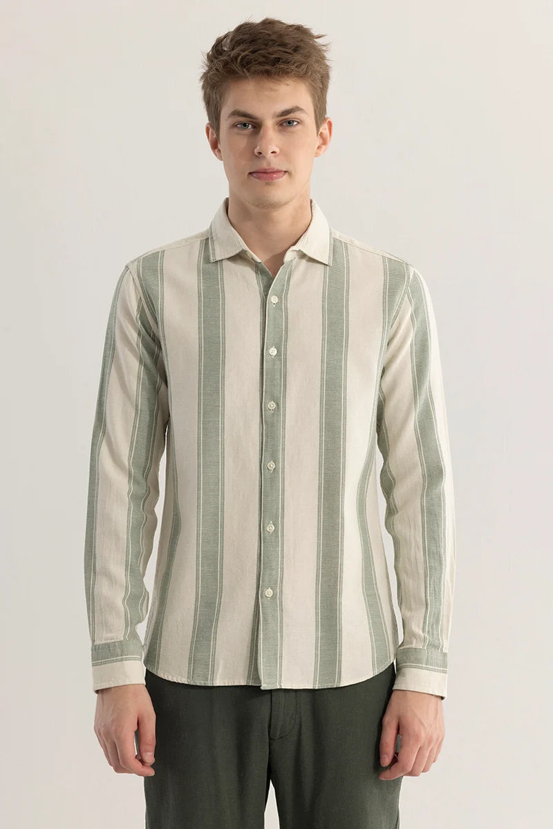 Stripe Elegance Olive Striped Shirt