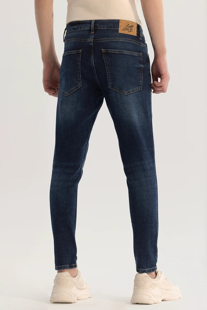 Dark Blue Distressed Skinny Fit Jeans