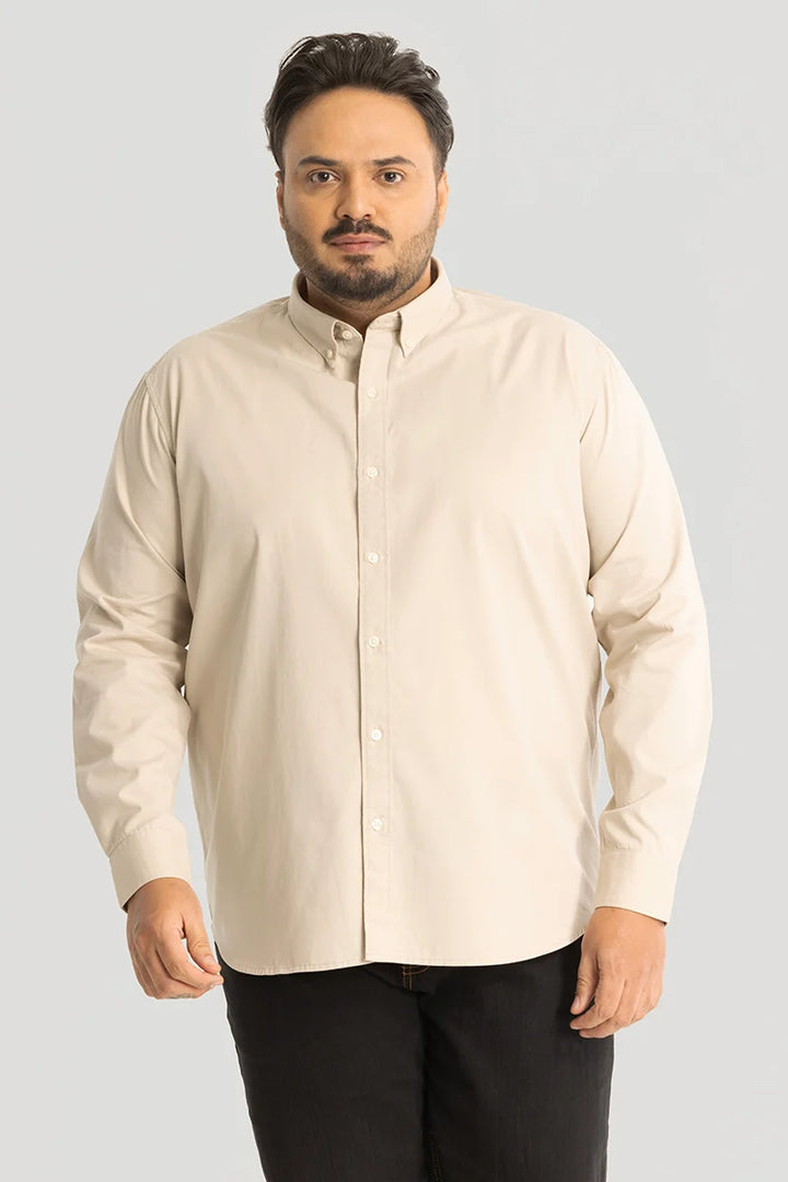 Silvano Patch Beige Plus Size Shirt