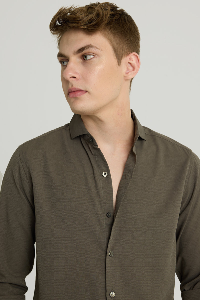 Olive French Collar Shirt