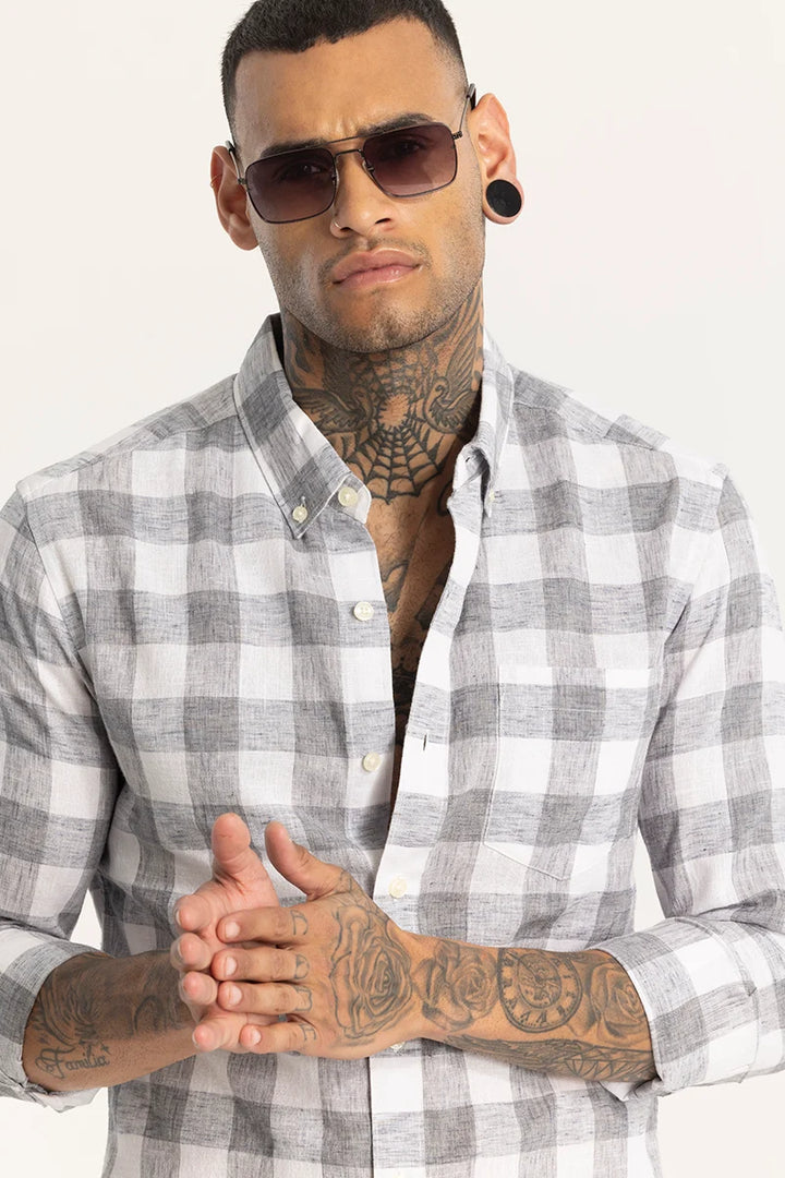 Grey Checks Linen shirt