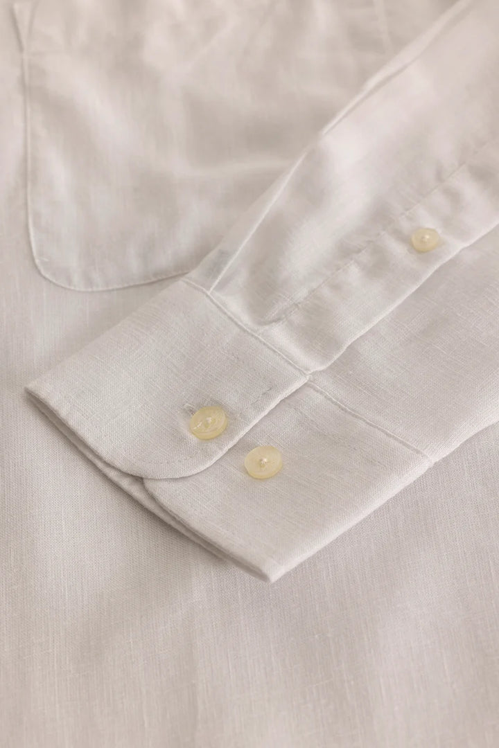 Off White Linen Blend Plus Size Shirt