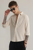 IntricWeave Beige Self-Design Shirt