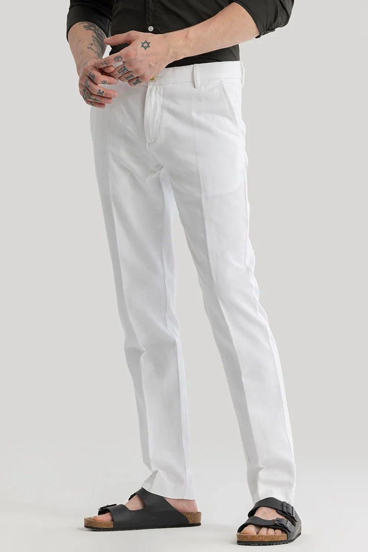 Mads White Plain Irish Linen Trousers