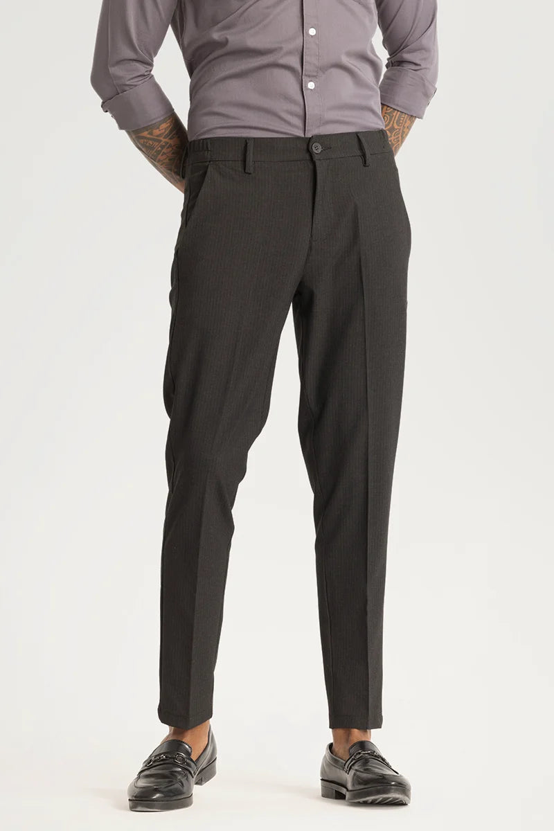 Black Checks Slim Fit Trousers