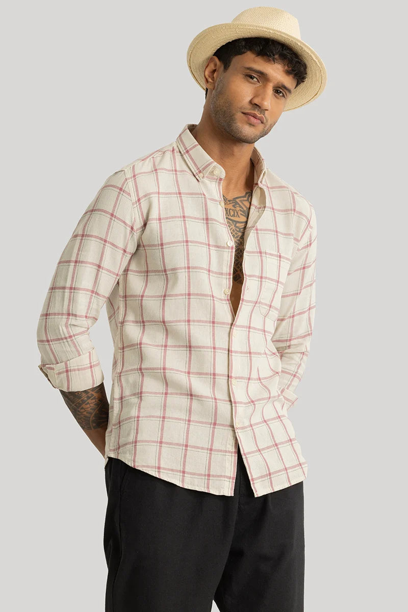 Scope Pink Checks Linen Shirt