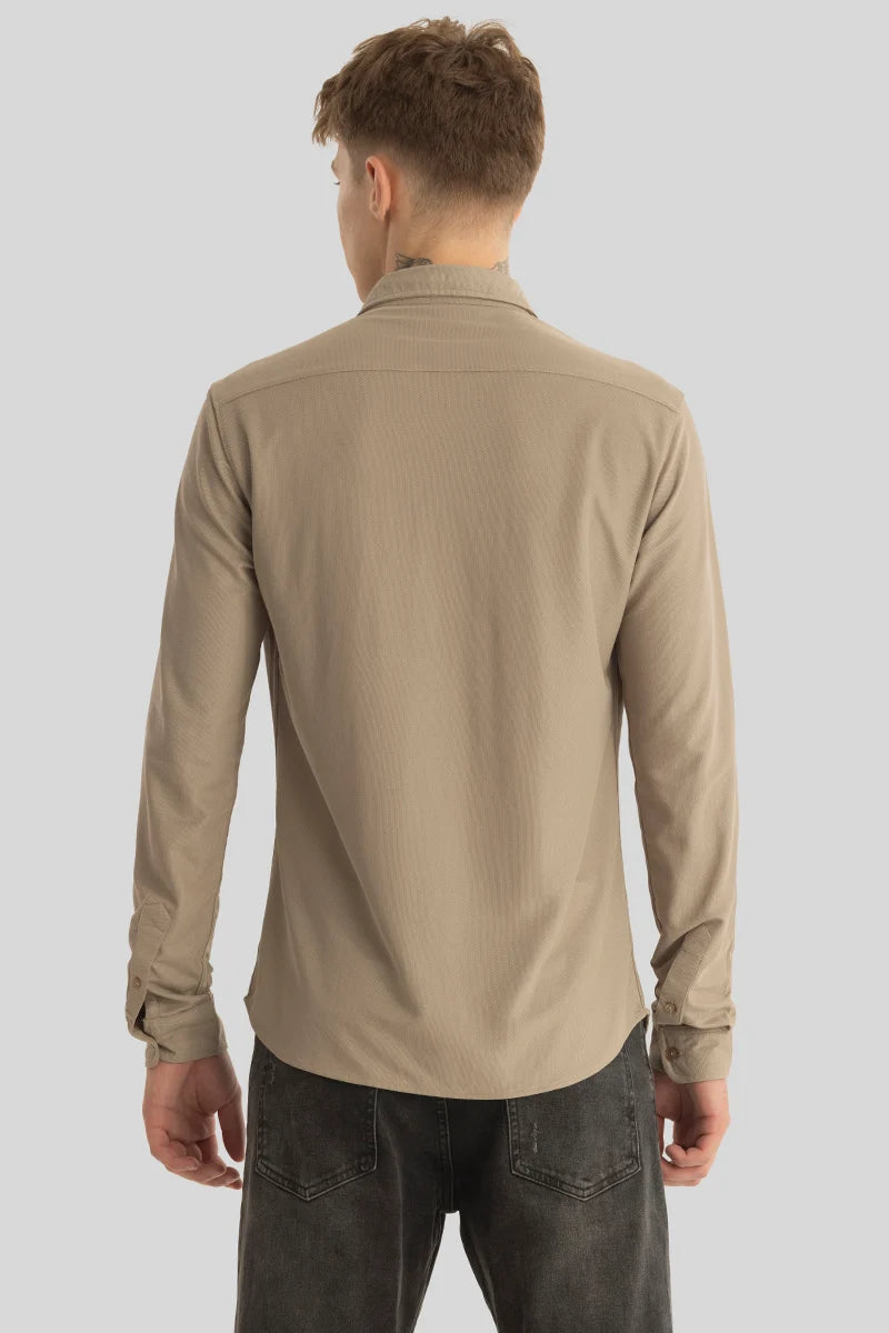 Carmine Light Brown Knitted Shirt