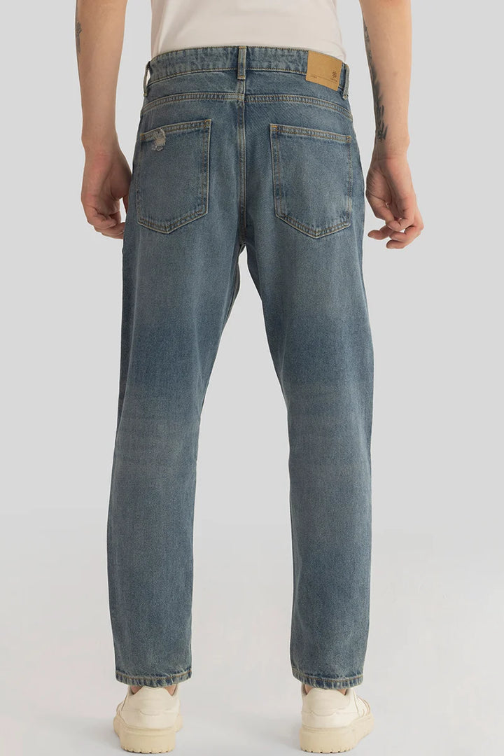 Vault Dark Blue Distressed Baggy Fit Jeans