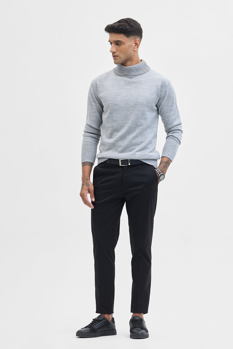 Light Grey Slim Fit Turtleneck Sweater