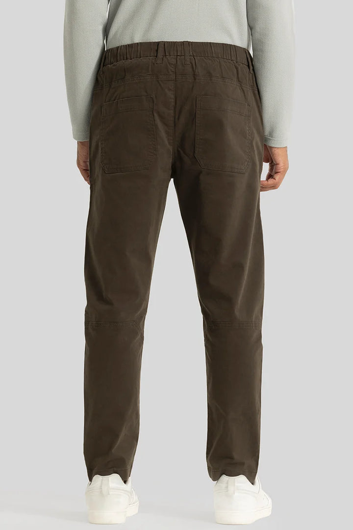 Odyssey Dark Brown Plain Slim Fit Trousers