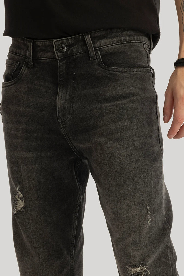 Ember Grunge Black Distressed Comfort Fit Jeans