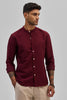 Maroon Textured Mandarin Shirt