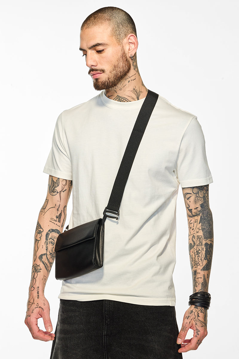 Core Lab Off White Solid Slim Fit T-Shirt