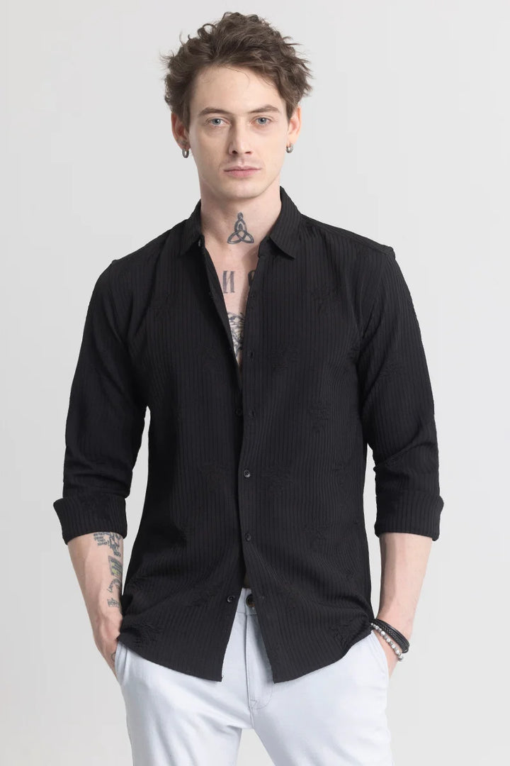 TextuRiche Snowy Black Shirt