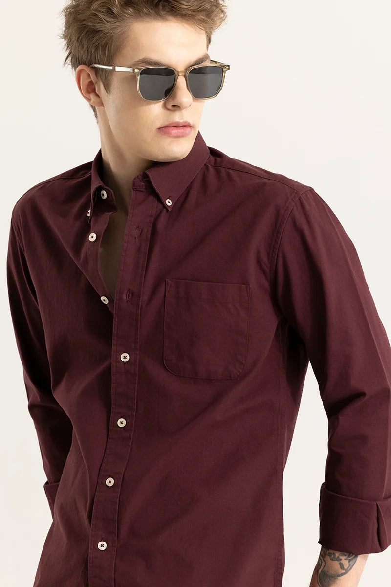 Shirtolo Plain Maroon Shirt