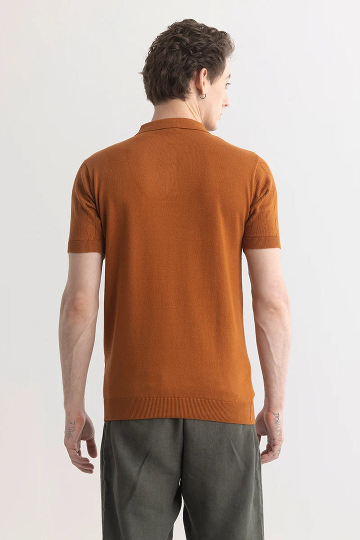 StitchSensei Brown Polo T-Shirt