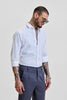 White Self-Design Slim Fit Shirt