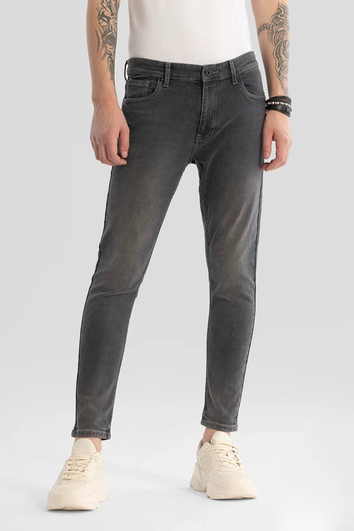 Charcoal Grey Plain Skinny Fit Jeans