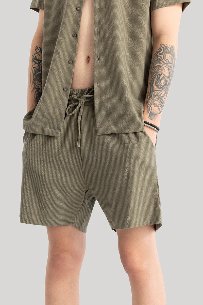 Daphne Olive Plain Shorts